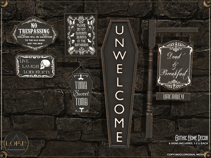 Second Life Marketplace LORE Gothic Home Decor